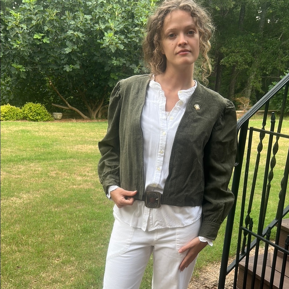Vintage Cadette Sz M Army Green Italian Wool Crop Jacket GVC